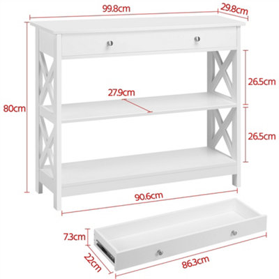 Yaheetech White Modern Console Table with 2 Open Shelves