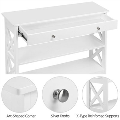 Yaheetech White Modern Console Table with 2 Open Shelves