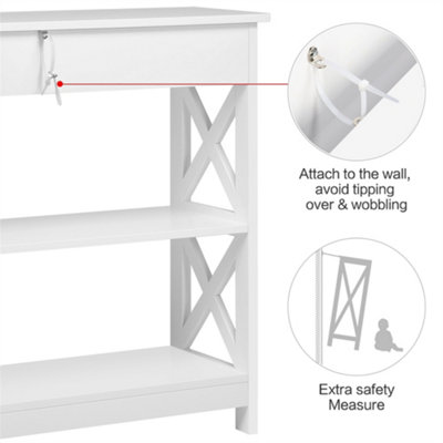 Yaheetech White Modern Console Table with 2 Open Shelves