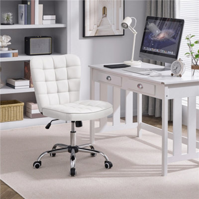 Yaheetech White Modern Desk Chair with Adjustable Seat Height