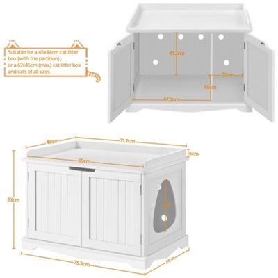 Yaheetech White Multifunctional Wooden Cat Litter Box with Door and ...