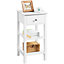 Yaheetech White Narrow Bedside Table Nightstand with 1 Drawer & 2 Shelves