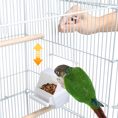 Yaheetech White Open Top Metal Bird Cage Large Rolling Parrot Cage w Slide out Tray