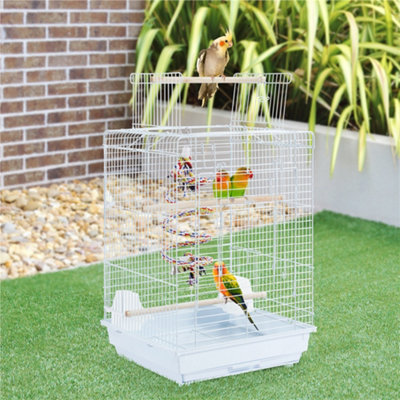 Yaheetech White Open Top Metal Bird Cage w/ Open Play Top