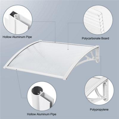Yaheetech White Outdoor Awning Canopy for Window Front Door Porch - 5
