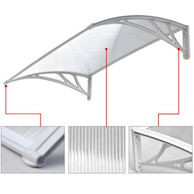Yaheetech White Outdoor Awning Canopy for Window Front Door Porch - 4