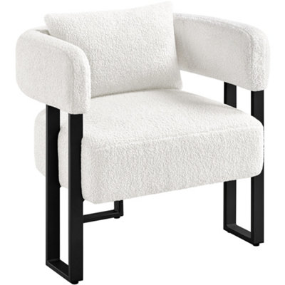 Yaheetech White Oversized Upholstered Accent Armchair with 3 Strong Metal Legs