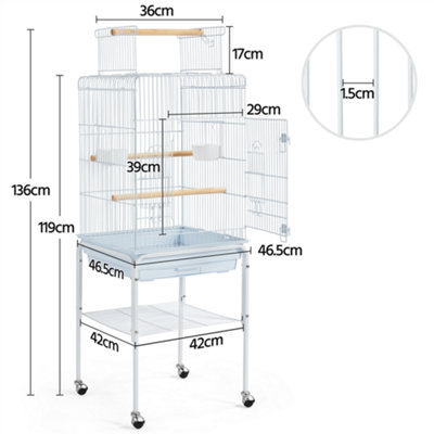 Yaheetech White Play Top Metal Bird Cage w/ Detachable Rolling Stand - 3