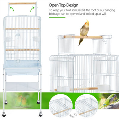 Yaheetech White Play Top Metal Bird Cage w/ Detachable Rolling Stand - 4