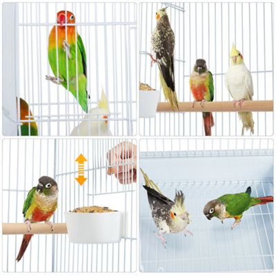 Yaheetech White Play Top Metal Bird Cage w/ Detachable Rolling Stand - 7