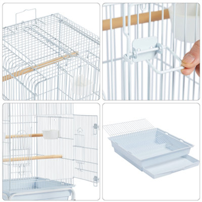 Yaheetech White Play Top Metal Bird Cage w/ Detachable Rolling Stand - 8