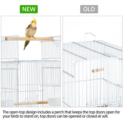 Yaheetech White Play Top Metal Bird Cage w/ Detachable Rolling Stand - 9