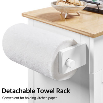 Yaheetech White Rolling Kitchen Cart with Drawer