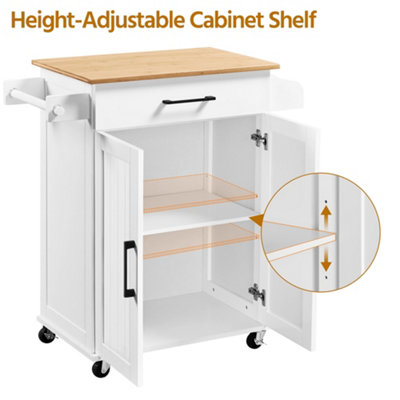 Yaheetech White Rolling Kitchen Cart with Drawer