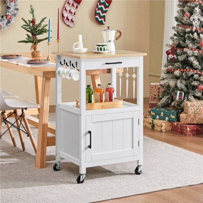 Yaheetech White Rolling Kitchen Cart