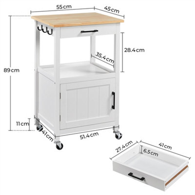 Yaheetech White Rolling Kitchen Cart