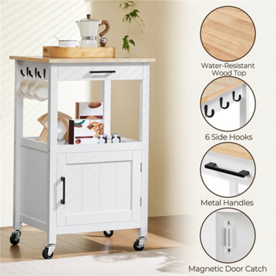 Yaheetech White Rolling Kitchen Cart