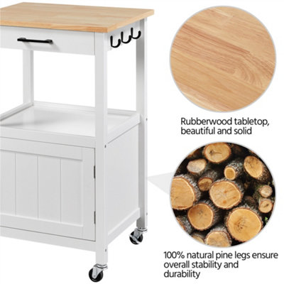 Yaheetech White Rolling Kitchen Cart