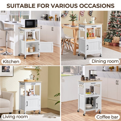 Yaheetech White Rolling Kitchen Cart