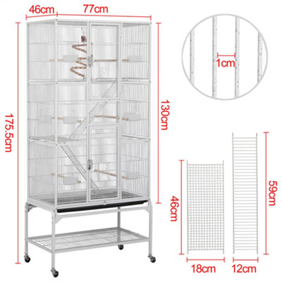 Yaheetech White Rolling Metal Bird Cage with Detachable Stand Large