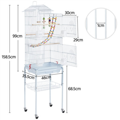 Yaheetech White Rolling Metal Bird Cage with Detachable Stand - 3