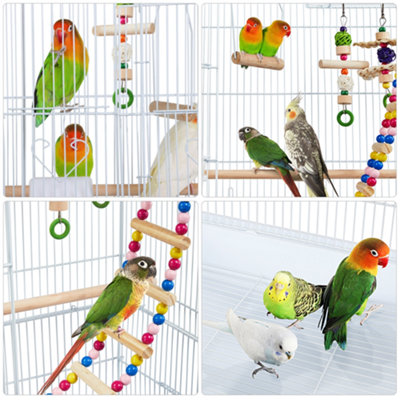 Yaheetech White Rolling Metal Bird Cage with Detachable Stand - 9