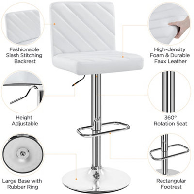 Yaheetech White Set of 2 PU Leather Dining Chairs with Backrest