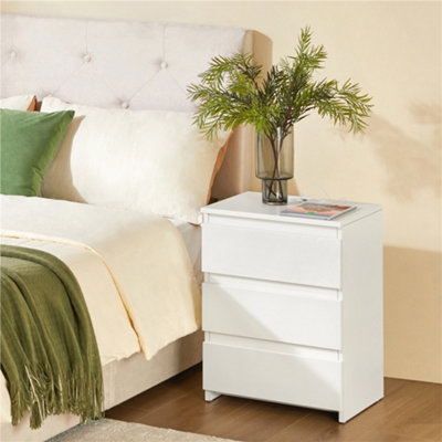 Yaheetech White Simple 3-Drawer Vertical End Table with Charging Station
