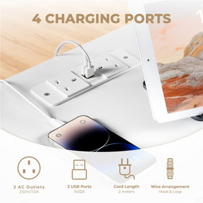 Yaheetech White Simple 3-Drawer Vertical End Table with Charging Station