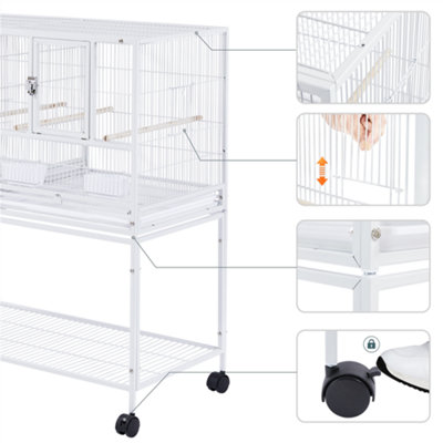 Yaheetech White Stackable Wide Bird Cage Divided Breeder Cage with Rolling Stand - 7