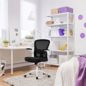 Yaheetech White Swivel Mesh Office Chair with Armrests