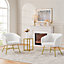 Yaheetech White Upholstered Boucle Barrel Accent Chair