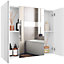 Yaheetech White Wall-Mounted Storage Cabinet with Three Mirror Doors