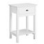 Yaheetech White Wood Bedside Table End Table with Drawer