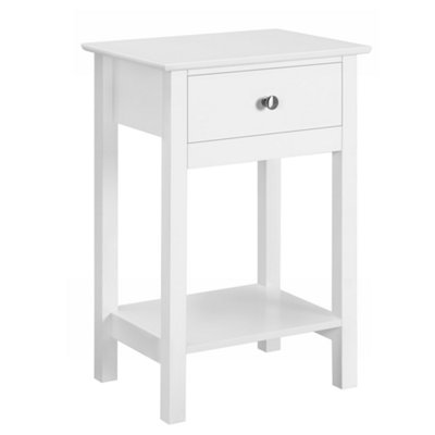 Yaheetech White Wood Bedside Table End Table with Drawer