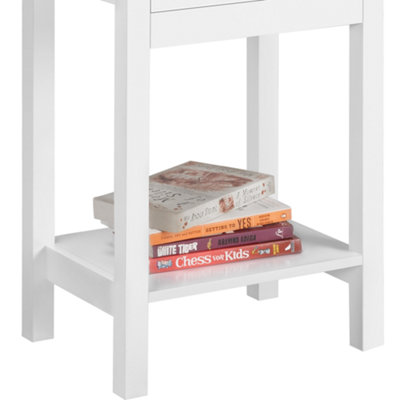 Yaheetech White Wood Bedside Table End Table with Drawer