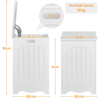 Yaheetech White Wooden Laundry Basket with Hinged Lid
