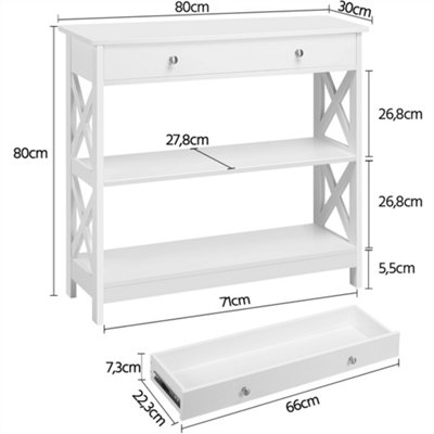 Yaheetech White X-Shaped Side Console Table with Drawer