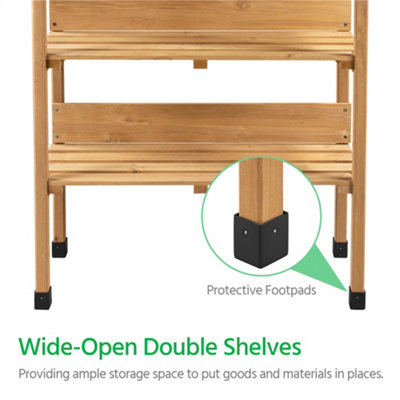 Yaheetech Wood 3-Tier Fir Outdoor Potting Bench Table with Storage Shelf - 7