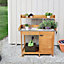 Yaheetech Wood Outdoor Potting Bench Table with Drawer/Open Shelf