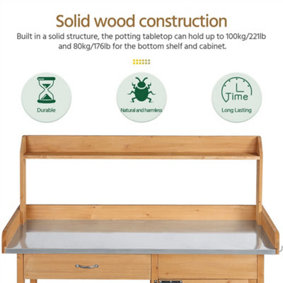 Yaheetech Wood Outdoor Potting Bench Table with Drawer/Open Shelf - 5
