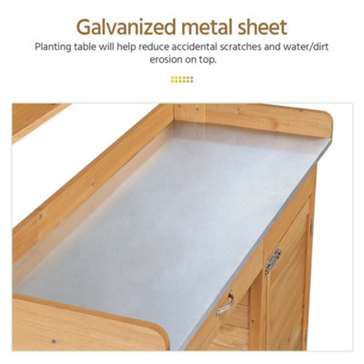 Yaheetech Wood Outdoor Potting Bench Table with Drawer/Open Shelf - 9