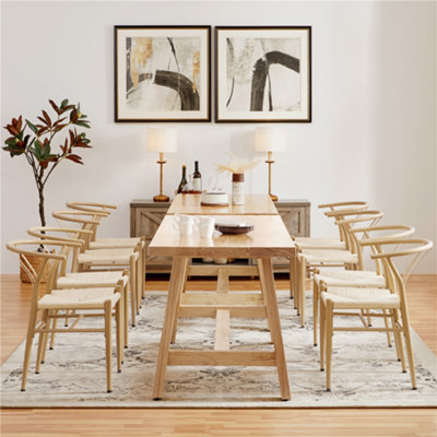 Yaheetech Wood Set of 2 Weave Dining Chair Accent Chair with Open Backrest