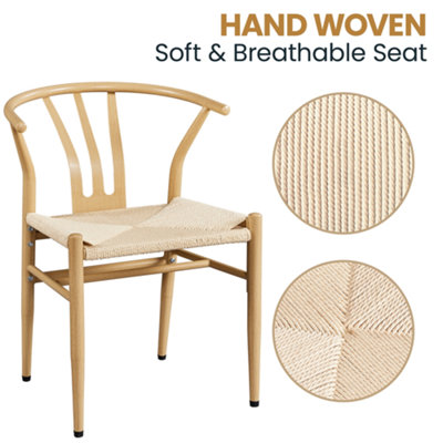 Yaheetech Wood Set of 2 Weave Dining Chair Accent Chair with Open Backrest
