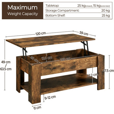Yaheetech Wooden Lift Top Coffee Table with Storage for Living Room ...