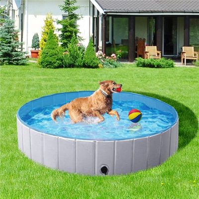 Yaheetech XL Grey Foldable Pet Pool for Indoor and Outdoor