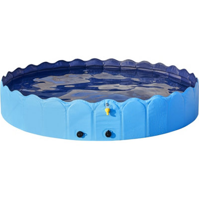 Yaheetech XXL Blue Foldable Plastic Dog Swimming Pool with Sprinkler