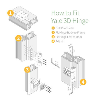 Yale 3D Flag Door Hinge (3 Pack) - Chrome