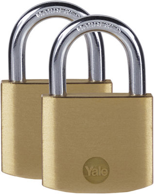 Yale Brass Padlock Y110B/25/113/2 25mm Pack of 2