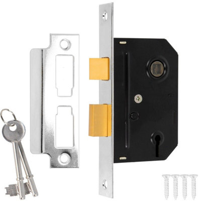 Yale Chrome Essentials 3 Lever Sash Lock & 2 Keys 64mm